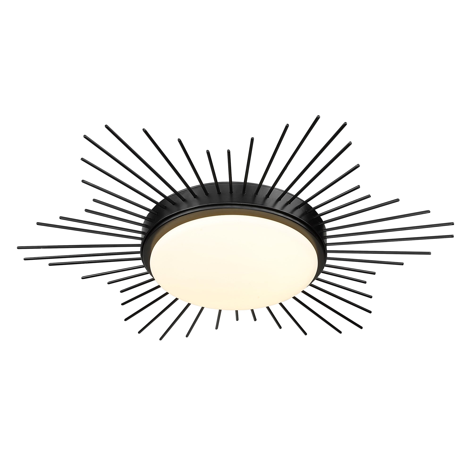 Kieran Flush Mount - 18" in Matte Black with Opal Glass Shade - - Golden Lighting