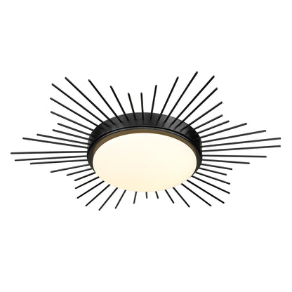 Kieran Flush Mount - 18" in Matte Black with Opal Glass Shade - - Golden Lighting