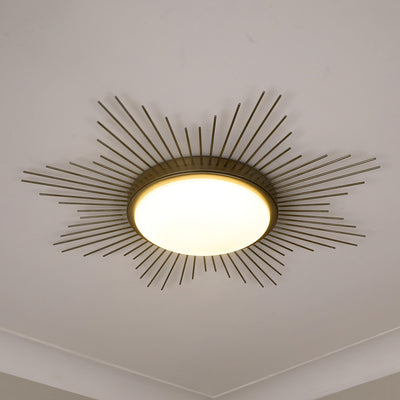Kieran Integrated LED 24in Flush Mount in White Gold, room scene detail - Golden Lighting