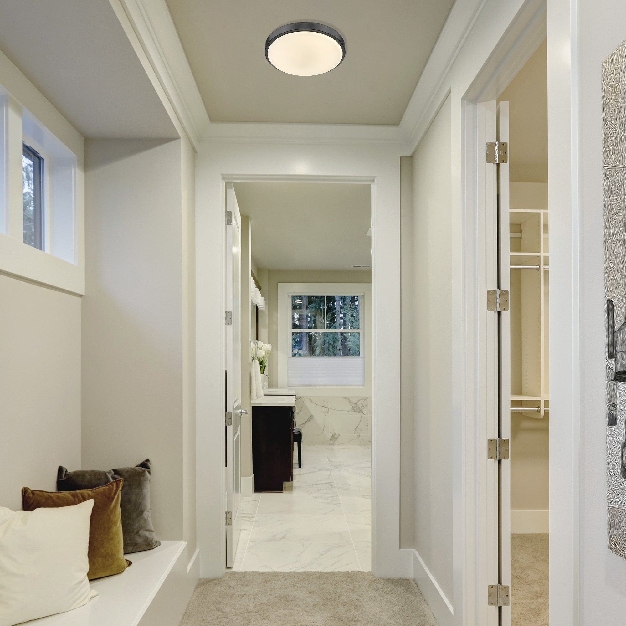 Golden Lighting Gabi Integrated LED 12in Flush Mount in Matte Black - - Golden Lighting