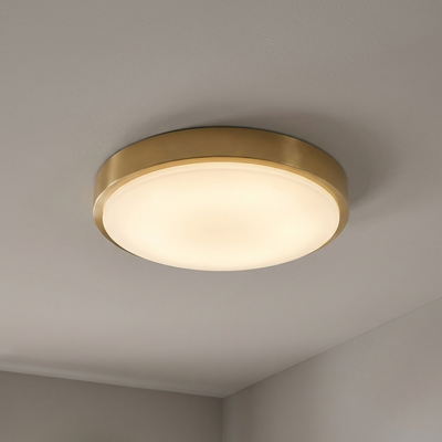Gabi Integrated LED 12in Flush Mount in Brushed Champagne Brass, alternate view - Golden Lighting
