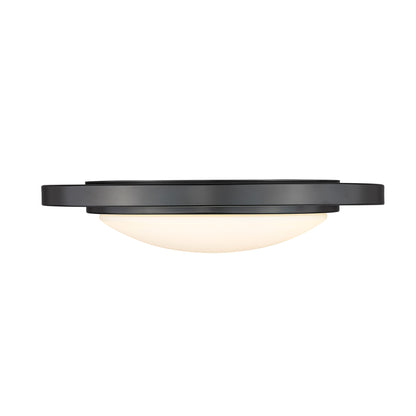 Astra 14" Flush Mount in Matte Black with Opal Glass - Matte Black / Opal / White - Golden Lighting