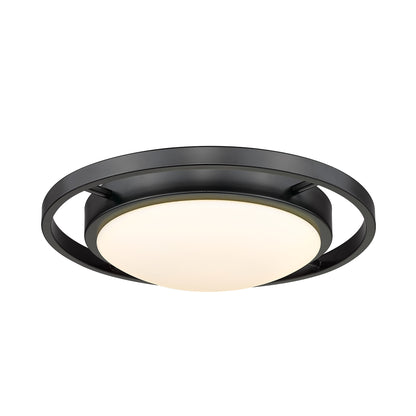 Astra 14" Flush Mount in Matte Black with Opal Glass - - Golden Lighting