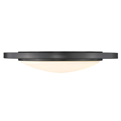 Astra 17" Flush Mount in Matte Black with Opal Glass - Matte Black / Opal / White - Golden Lighting