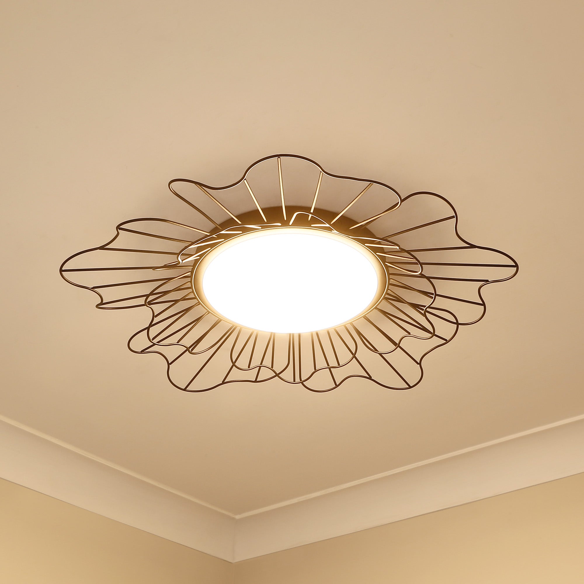 Golden Lighting Yasmin Integrated LED Flush Mount in Natural Black - - Golden Lighting