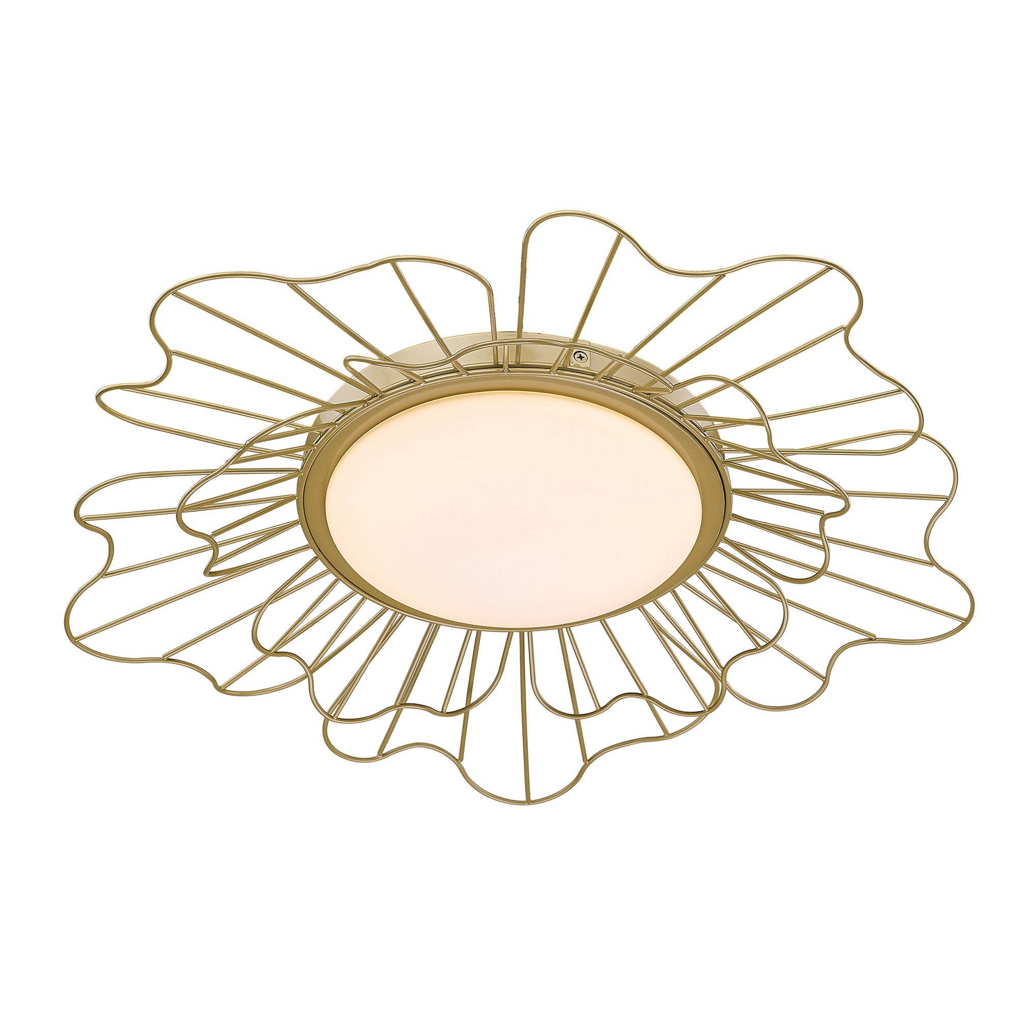 Yasmin LOG Flush Mount - 24" in Olympic Gold with Opal Glass Shade - - Golden Lighting