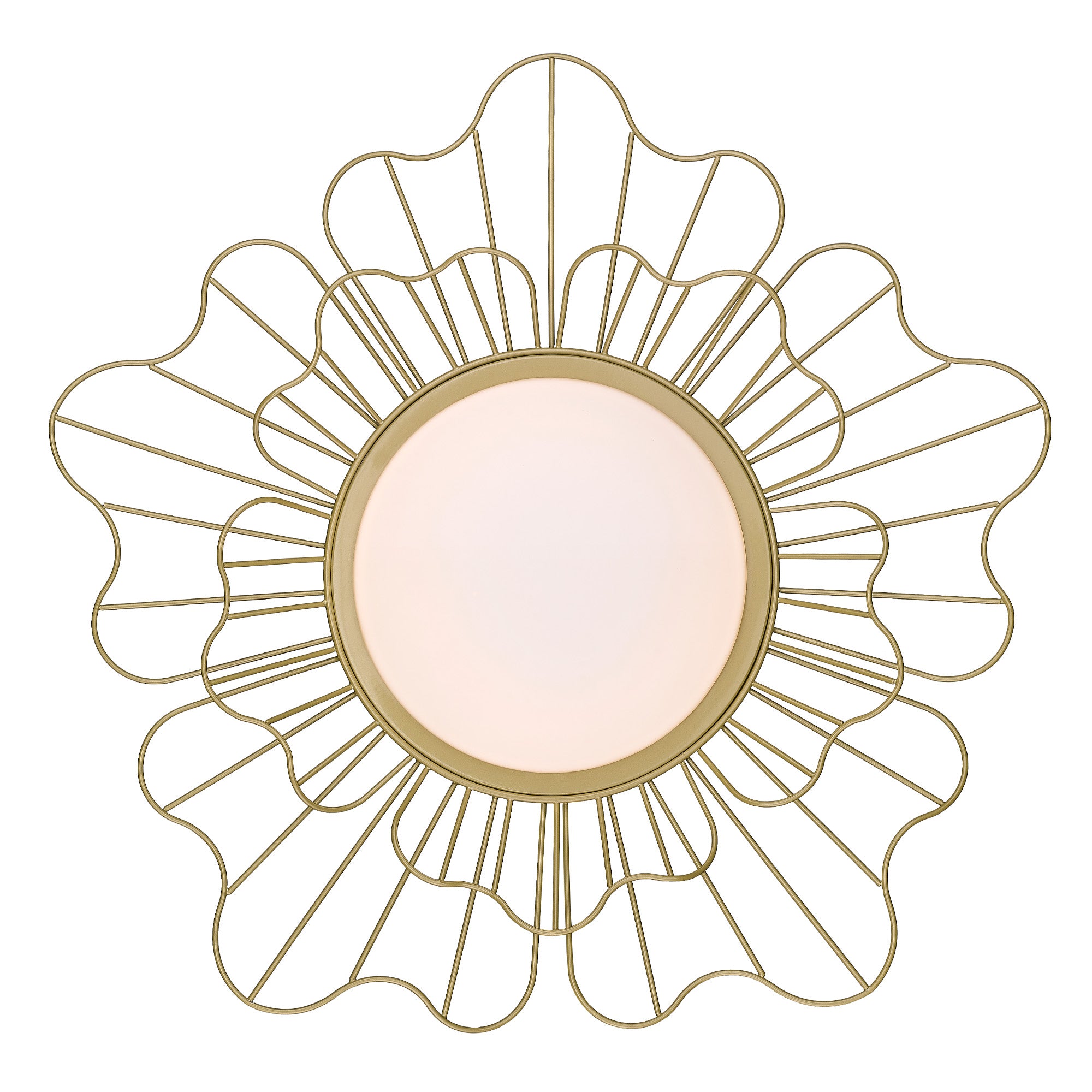 Yasmin LOG Flush Mount - 24" in Olympic Gold with Opal Glass Shade - Light Olympic Gold / Opal / White - Golden Lighting