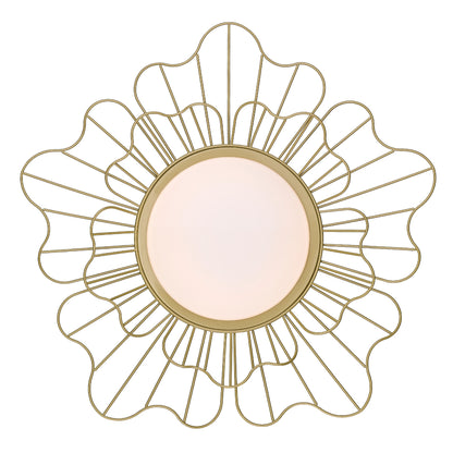 Yasmin LOG Flush Mount - 24" in Olympic Gold with Opal Glass Shade - Light Olympic Gold / Opal / White - Golden Lighting