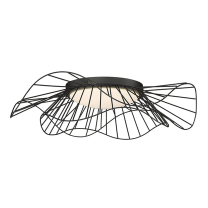 Elena Flush Mount - 24" in Natural Black with Opal Glass Shade - - Golden Lighting