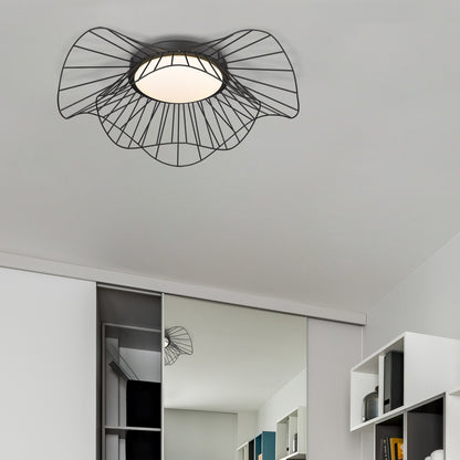Elena Flush Mount - 24" in Natural Black with Opal Glass Shade - Default Title - Golden Lighting