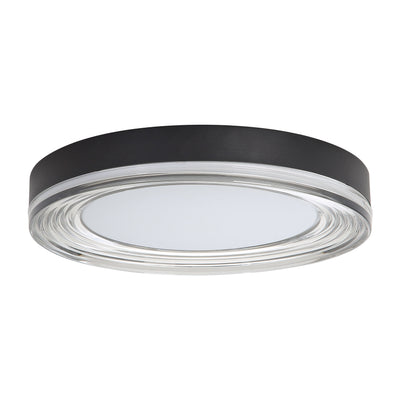 Ondulada Integrated LED 16in Flush Mount in Sand Black and Smoky Acrylic, side view - Golden Lighting