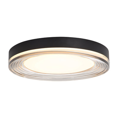 Ondulada Integrated LED 16in Flush Mount in Sand Black and Smoky Acrylic - Golden Lighting