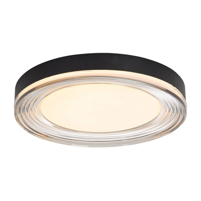 Ondulada Integrated LED 16in Flush Mount in Sand Black and Smoky Acrylic - Golden Lighting