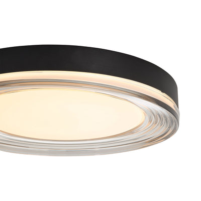 Ondulada Integrated LED 16in Flush Mount in Sand Black and Smoky Acrylic, alternate view - Golden Lighting