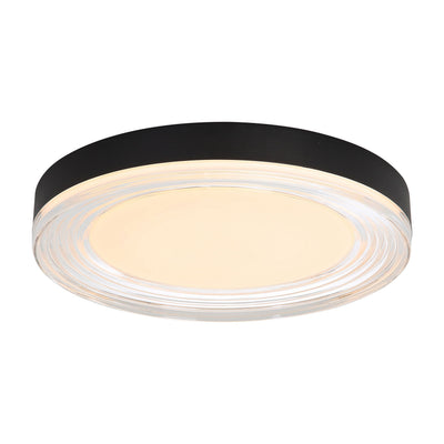 Ondulada Integrated LED 16in Flush Mount in Sand Black and Clear Glass - - Golden Lighting