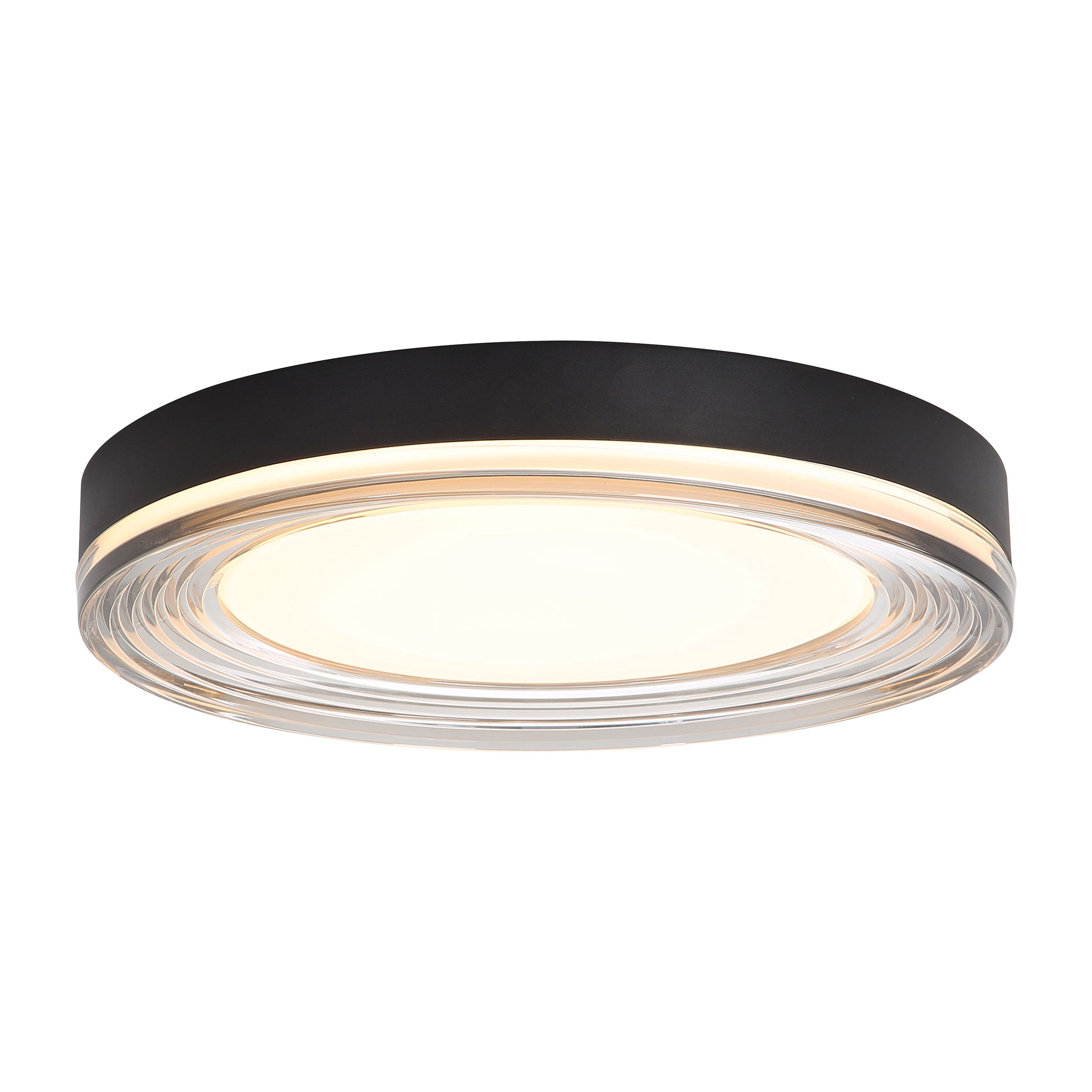 Ondulada LED Flush Mount - 16" in Sand Black with Smoky Glass - - Golden Lighting