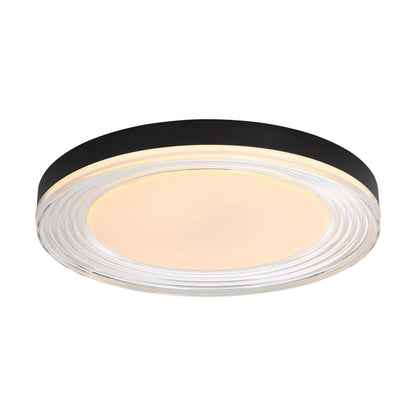 Ondulada Integrated LED 20in Flush Mount in Sand Black and Clear Glass