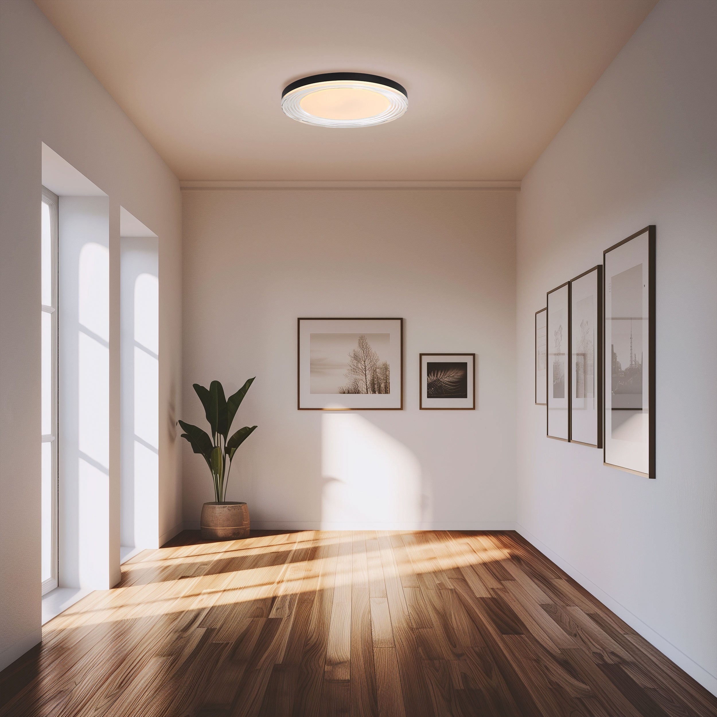 Ondulada Integrated LED 16in Flush Mount in Sand Black and Clear Glass
