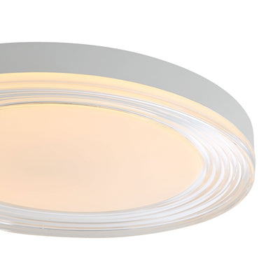 Ondulada Integrated LED 20in Flush Mount in Sand White and Clear Glass, detail close-up - Golden Lighting