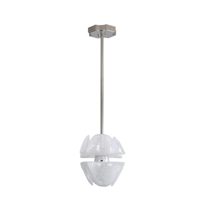 Glacier LED 2-Light Pendant in Polished Nickel with Icy Glass Shade - - Golden Lighting