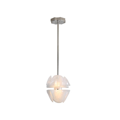 Glacier LED 2-Light Pendant in Polished Nickel with Icy Glass Shade - Default Title - Golden Lighting