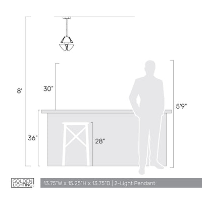 Golden Lighting Glacier Integrated LED Pendant in Polished Nickel - - Golden Lighting