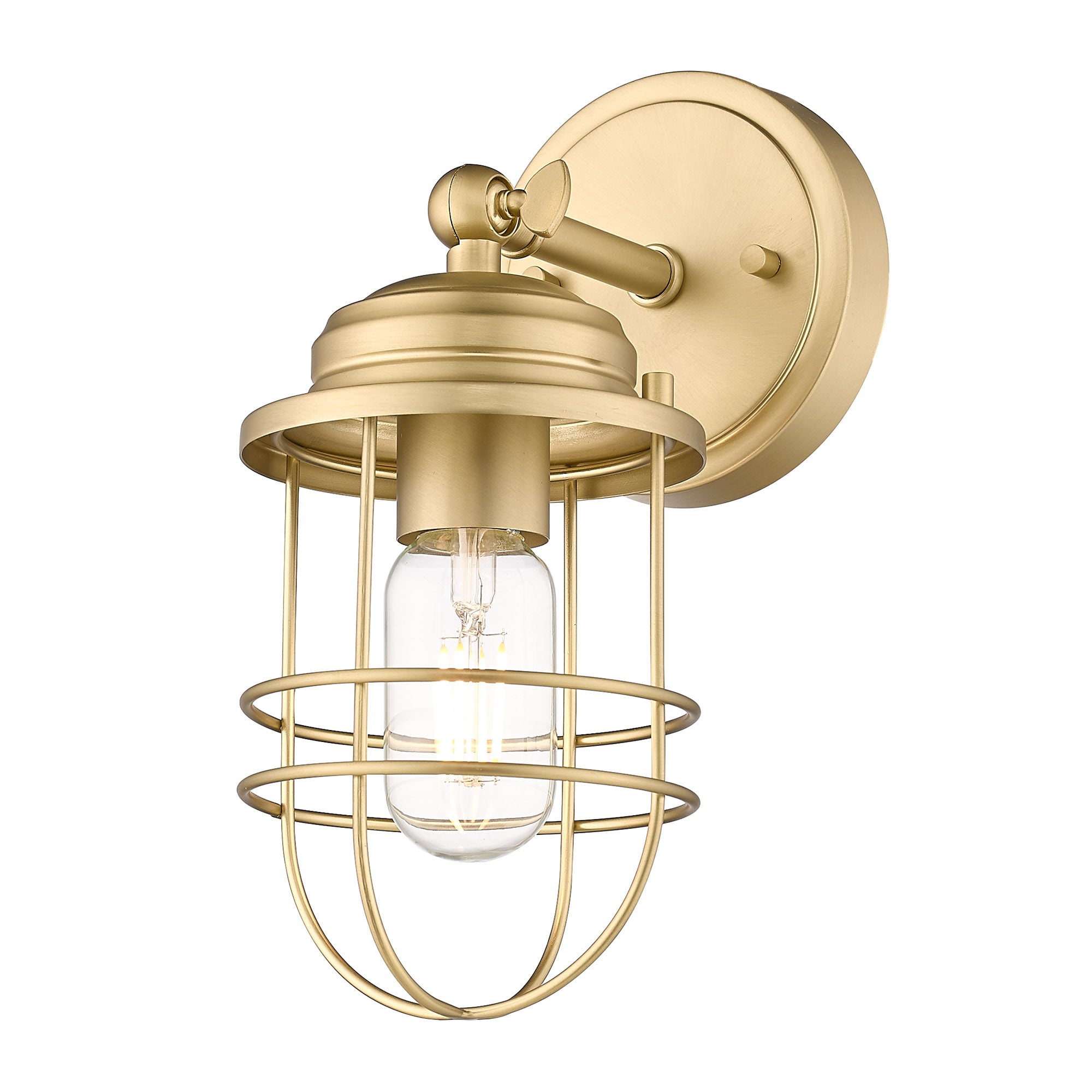 Golden Lighting Seaport 1-light Wall Sconce in Brushed Champagne Brass - - Golden Lighting