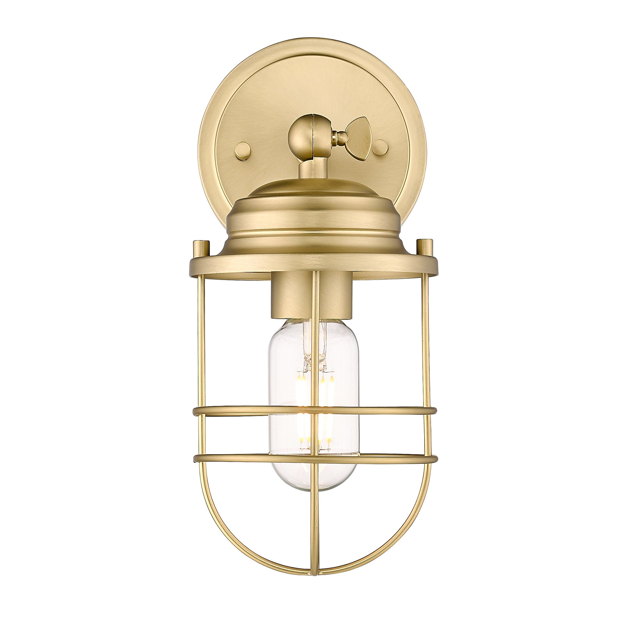 Seaport 1-Light Wall Sconce in Brushed Champagne Bronze - Brushed Champagne Bronze / Brushed Champagne Bronze / Gold - Golden Lighting