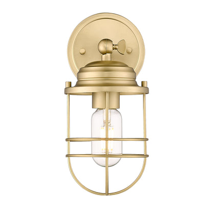 Seaport 1-Light Wall Sconce in Brushed Champagne Bronze - Brushed Champagne Bronze / Brushed Champagne Bronze / Gold - Golden Lighting