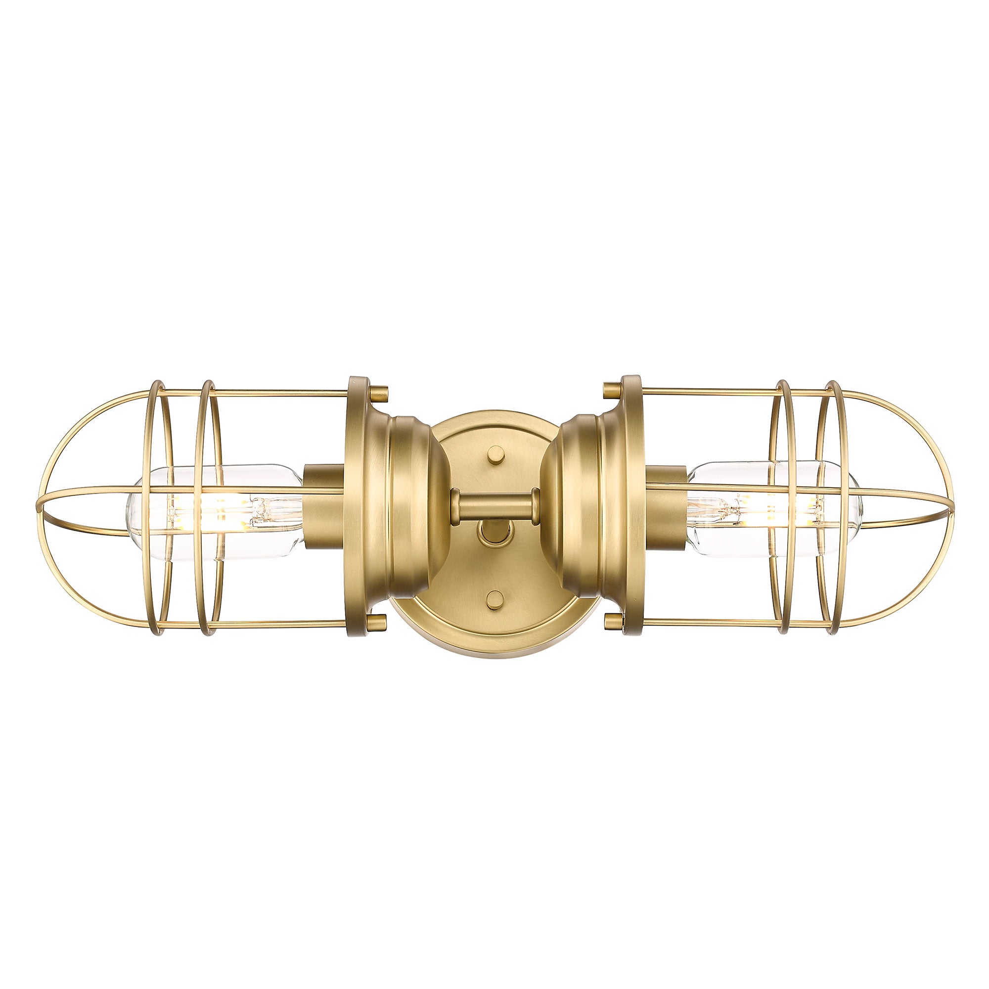 Seaport 2-Light Wall Sconce in Brushed Champagne Bronze - Brushed Champagne Bronze / Brushed Champagne Bronze / Gold - Golden Lighting