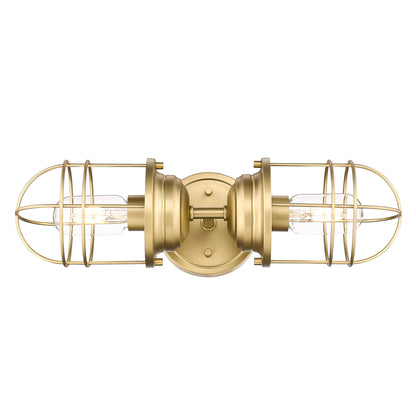 Seaport 2-Light Wall Sconce in Brushed Champagne Bronze - Brushed Champagne Bronze / Brushed Champagne Bronze / Gold - Golden Lighting