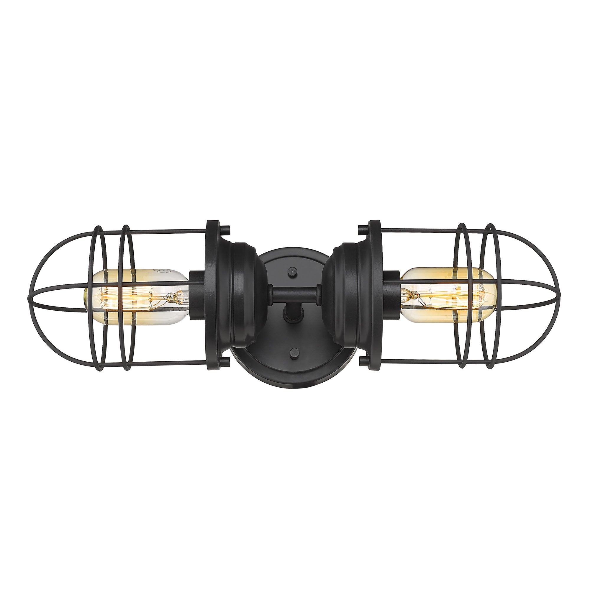 Seaport 2-Light Wall Sconce in Matte Black - - Golden Lighting