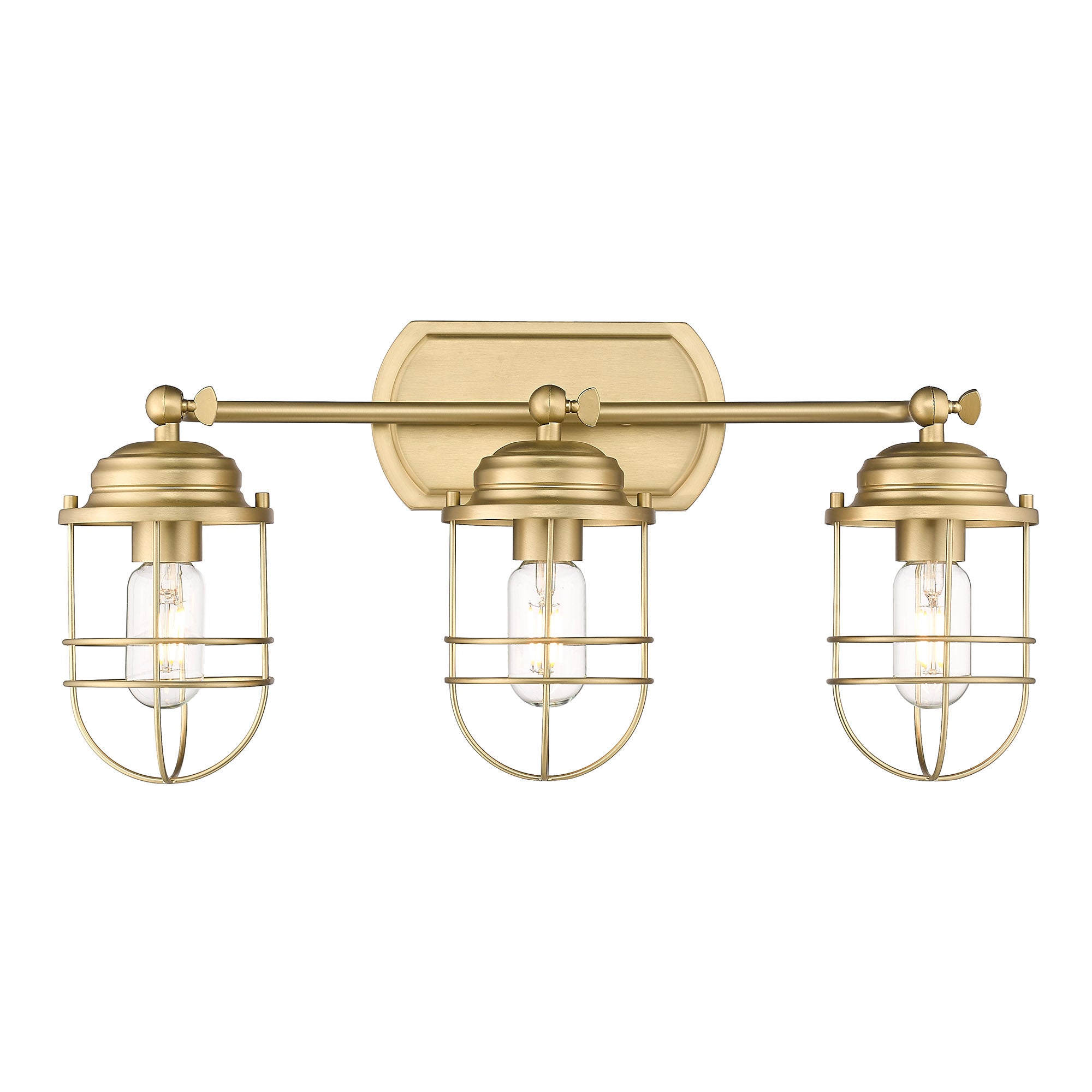 Seaport 3-Light Bath Vanity in Brushed Champagne Bronze - Brushed Champagne Bronze / Brushed Champagne Bronze / Gold - Golden Lighting