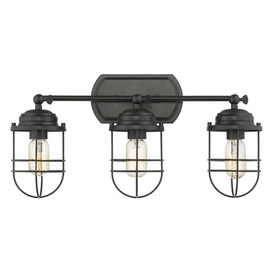 Golden Lighting Seaport 3-light Vanity in Matte Black - - Golden Lighting