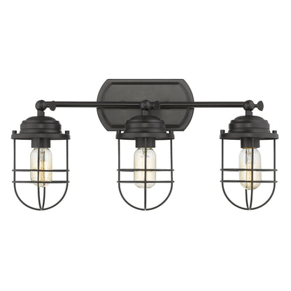 Golden Lighting Seaport 3-light Vanity in Matte Black - - Golden Lighting