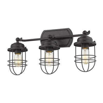 Golden Lighting Seaport 3-light Vanity in Matte Black - - Golden Lighting