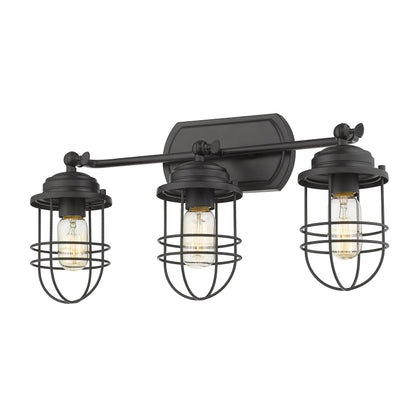 Golden Lighting Seaport 3-light Vanity in Matte Black