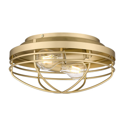 Golden Lighting Seaport 2-light Flush Mount in Brushed Champagne Brass - - Golden Lighting
