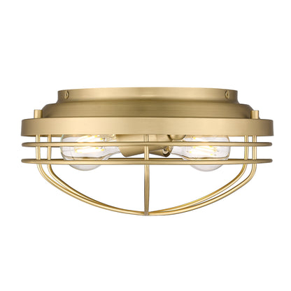 Golden Lighting Seaport 2-light Flush Mount in Brushed Champagne Brass - - Golden Lighting