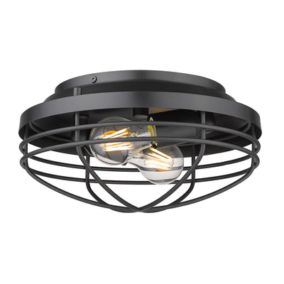 Golden Lighting Seaport 2-light Flush Mount in Matte Black - - Golden Lighting