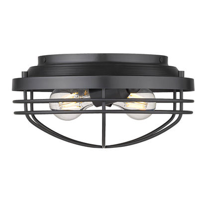 Golden Lighting Seaport 2-light Flush Mount in Matte Black - - Golden Lighting