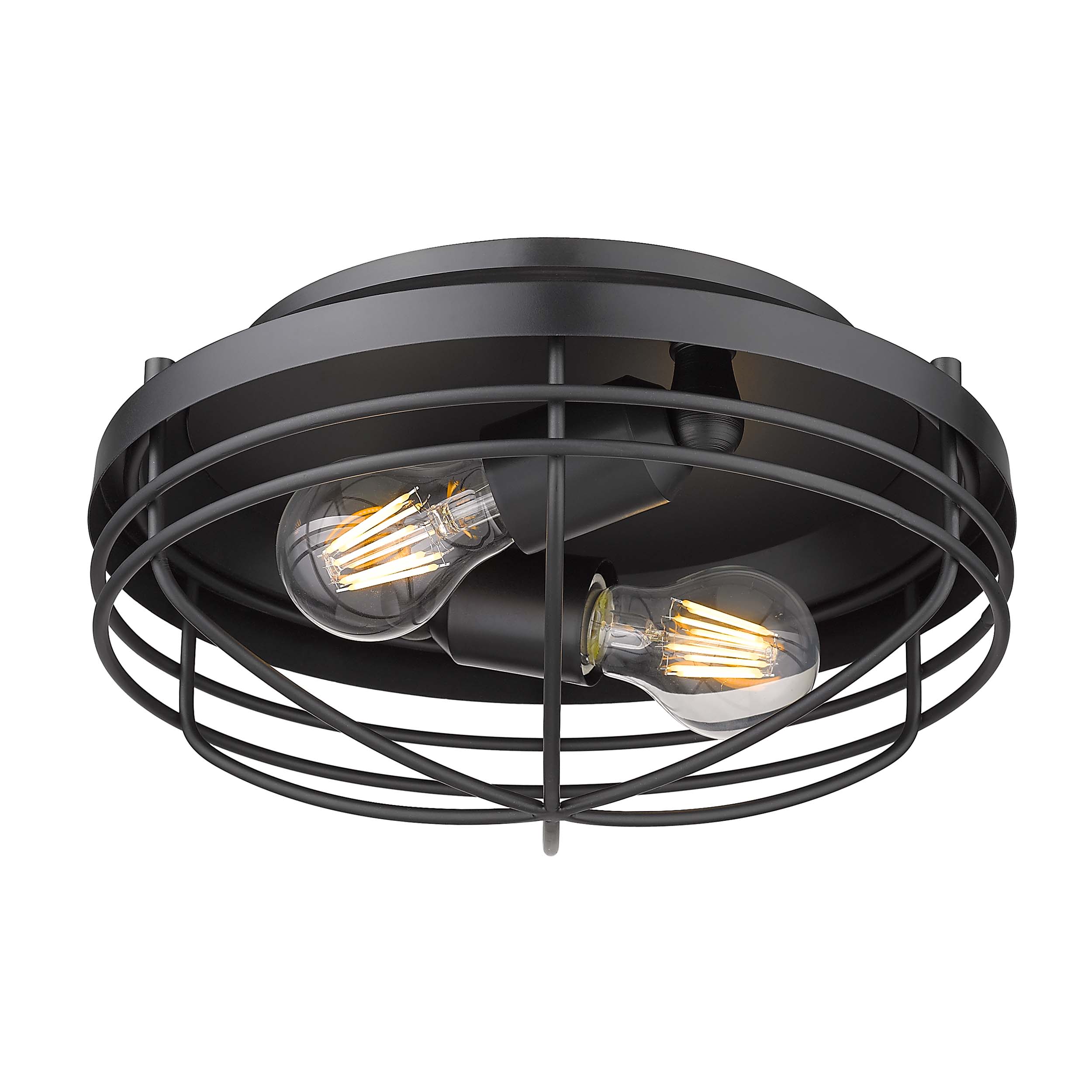 Golden Lighting Seaport 2-light Flush Mount in Matte Black - - Golden Lighting