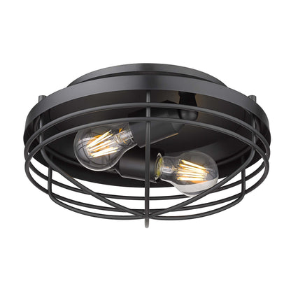 Golden Lighting Seaport 2-light Flush Mount in Matte Black - - Golden Lighting