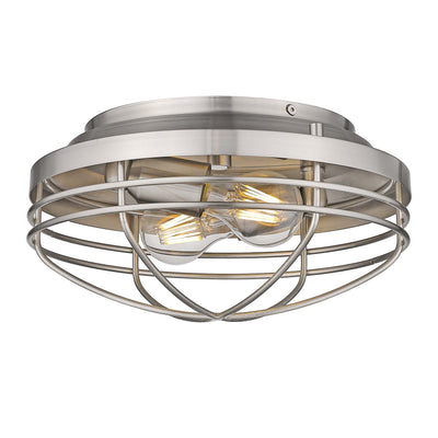 Golden Lighting Seaport 2-light Flush Mount in Pewter - - Golden Lighting