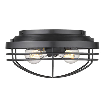 Seaport Flush Mount in Matte Black - Matte Black / Matte Black / Black - Golden Lighting