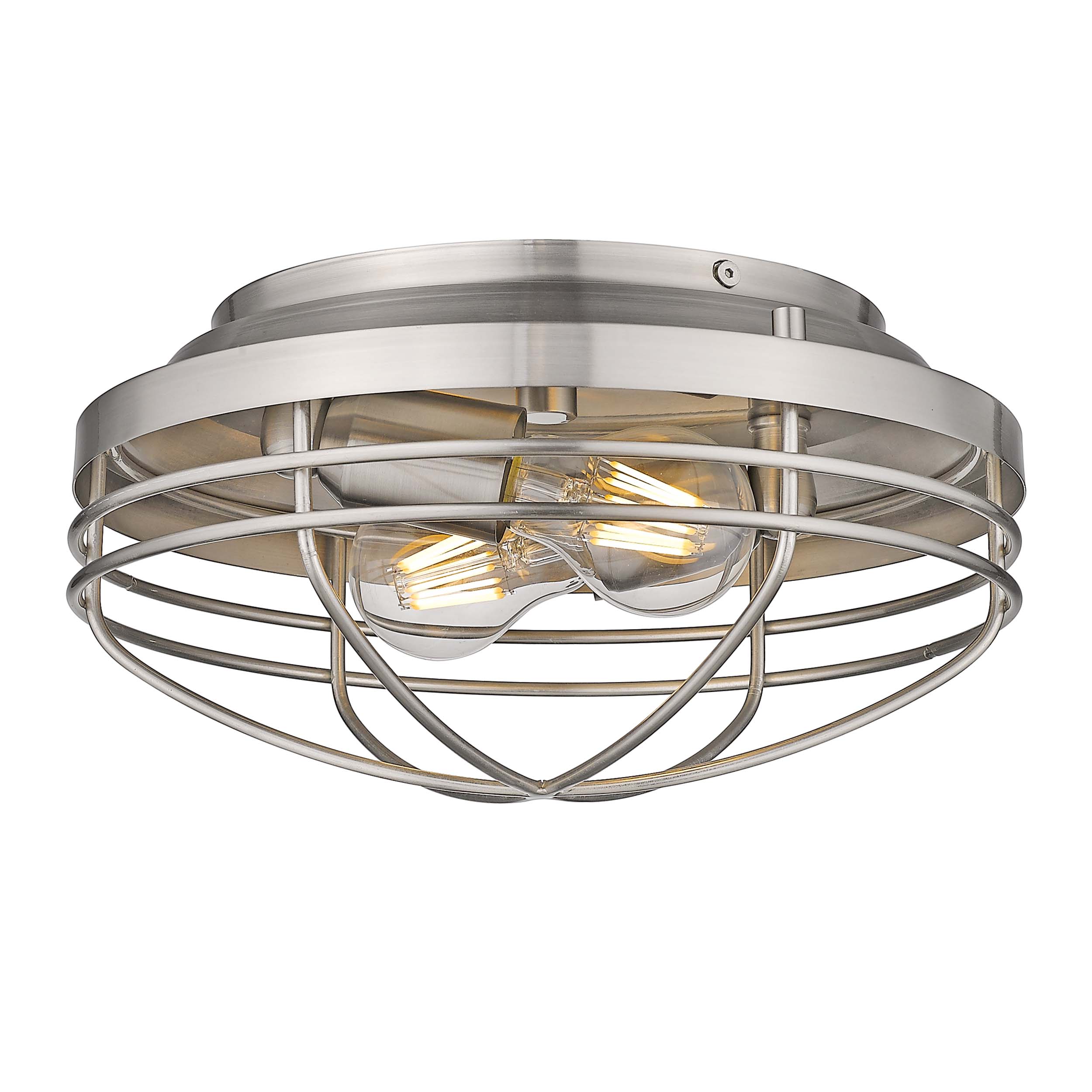 Golden Lighting Seaport 2-light Flush Mount in Pewter