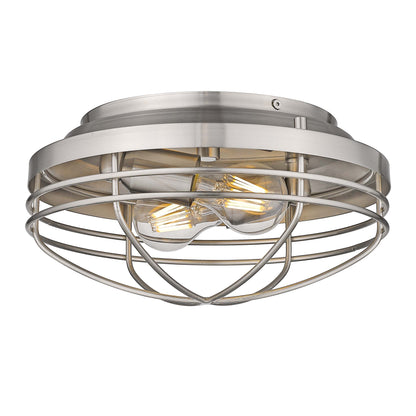 Golden Lighting Seaport 2-light Flush Mount in Pewter