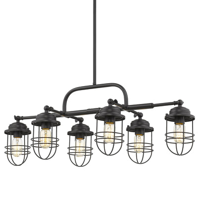 Wry Lighting Seaport 6-light Island Light in Matte Black - Default Title - Golden Lighting
