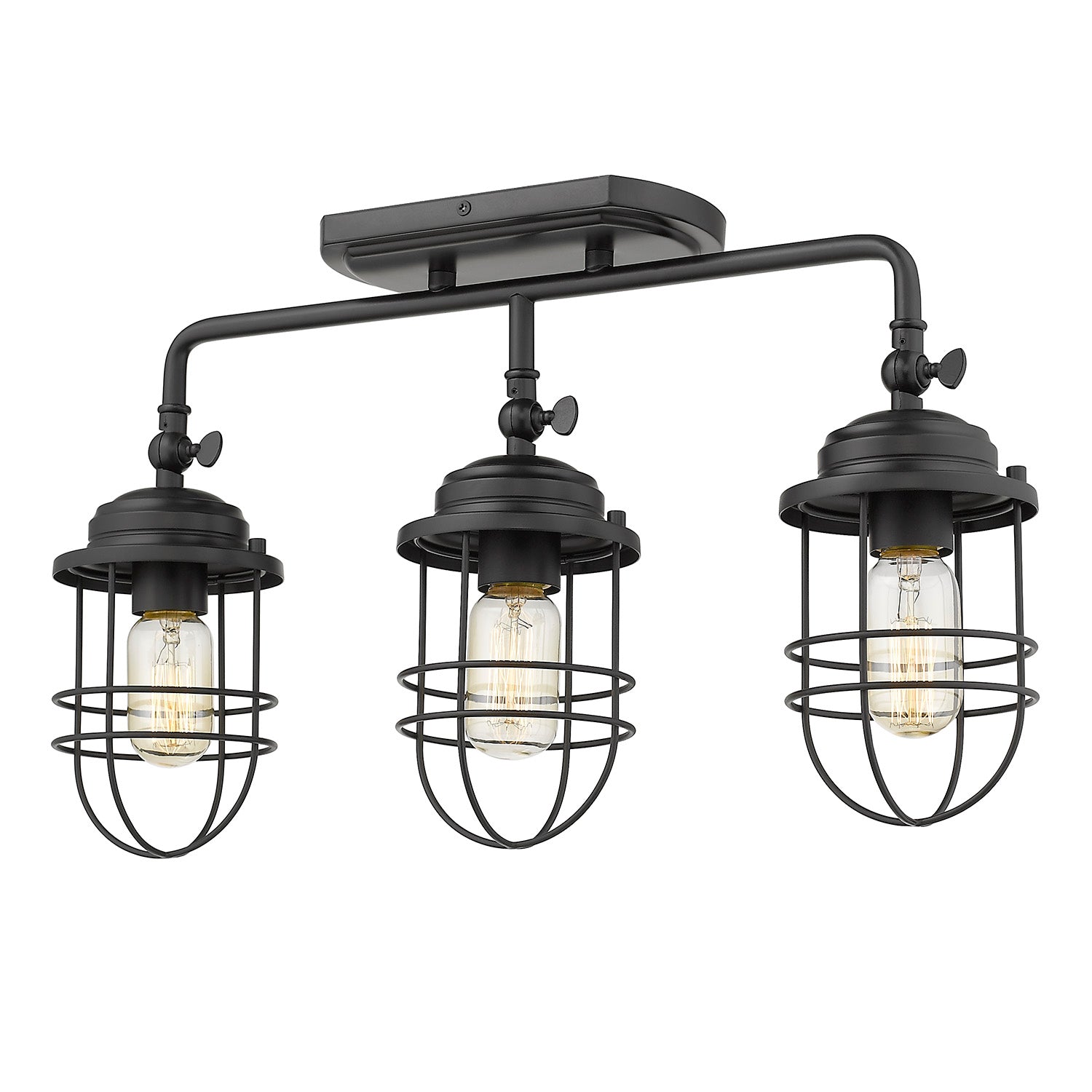 Seaport 3-Light Semi-Flush - Track in Matte Black - - Golden Lighting