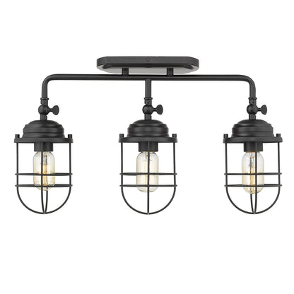 Seaport 3-Light Semi-Flush - Track in Matte Black - Default Title - Golden Lighting